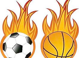 火焰足球和籃球矢量素材