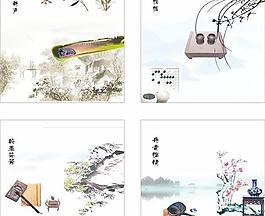 中國古典韻味!琴棋書畫 山水 蘭花 桃花 山菊 竹子 鳥cdr 下載