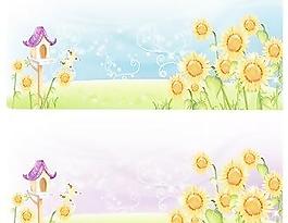 向日葵的風(fēng)景矢量素材