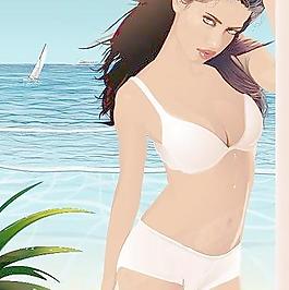 海滨泳装美女矢量