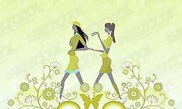 女孩友誼矢量素材