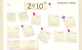 可爱的2010新年挂历矢量素材