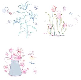 线条花朵