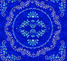 古典藍色花紋裝飾背景矢量素材