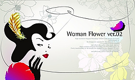 女人與時尚花紋矢量素材