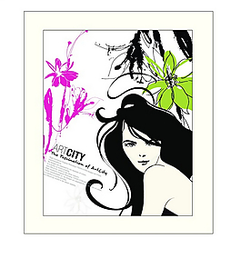 時(shí)尚花紋與時(shí)尚美女插畫(huà)矢量素材