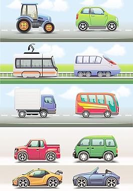 各種漂亮的汽車，矢量圖