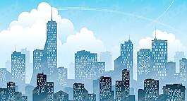 藍色城市剪影矢量素材