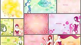 4節(jié)女性花紋矢量素材10張