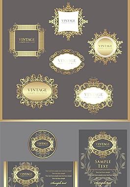 歐洲的金色花紋邊框矢量素材