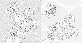 日本的植物花卉矢量素材21蓮花，蓮花圖，水