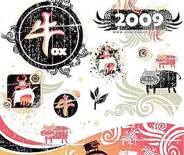 2009牛年潮流元素矢量素材