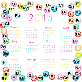 化学元素2015年历矢量