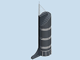 圆形城市公共建筑3D立体模型