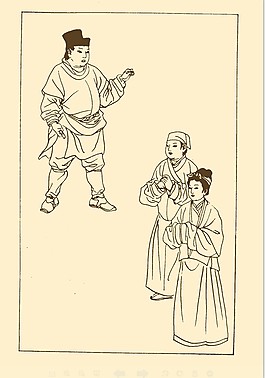 元代平民服飾白描