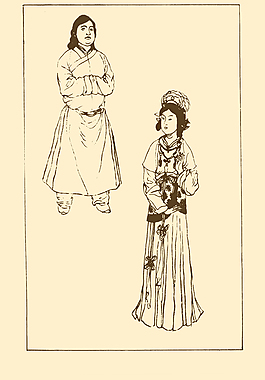 元代婦女儒裙白描