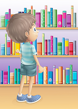 卡通書架男孩矢量