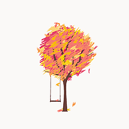 秋天的落寞插畫矢量