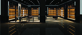 暗咖色软色效果展厅设计3D模图
