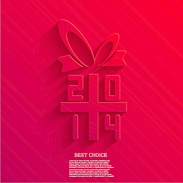 2014新年快樂簡單的紅色蝴蝶結(jié)矢量
