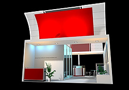 紅色屋頂展廳效果圖3D模板素材