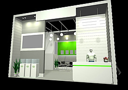 绿色展厅效果图3D模板素材