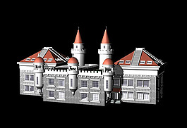 3D歐式古風格房屋建筑