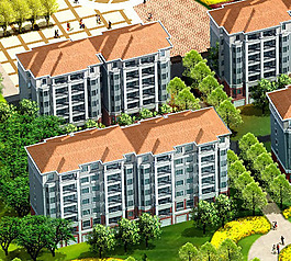 3d多層環(huán)保建筑模型