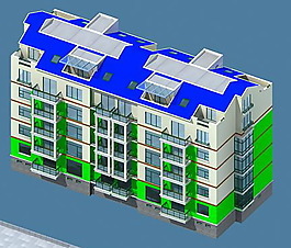 清新綠色多層建筑模型