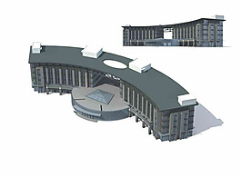 现代商业大厦建筑群3D模型