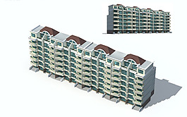 現(xiàn)代四單元多層住宅區(qū)建筑群