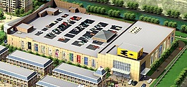 現(xiàn)代商業(yè)街建筑群鳥(niǎo)瞰效果圖