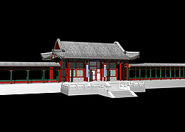 3D中国古代建筑走廊模型