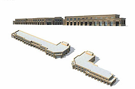 欧式商业大厦裙楼3D模型设计