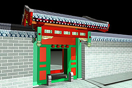 3D四合院院門(mén)模型