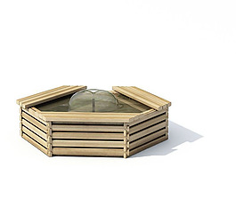 3D木制噴水池模型