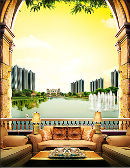 海報(bào) 拼圖 豪宅 湖景 精裝