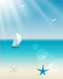 寧靜海洋帆船背景矢量素材