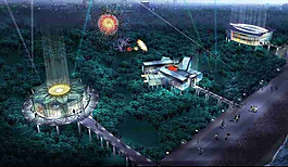 异型艺术风格建筑群夜景效