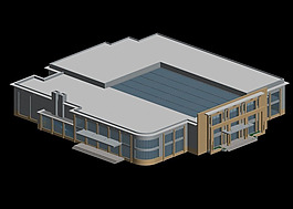 現(xiàn)代學(xué)校方形建筑群3D模型設(shè)計(jì)