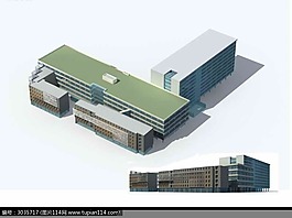 多层商业大厦建筑群3D模型设计