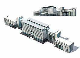 多层商业大厦3D建筑群模型