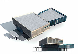 现代多层商业大厦建筑群3D模型