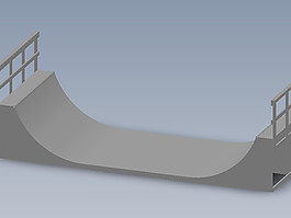 金屬架構的滑板U型賽道3D模型