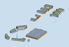 步行街中心建筑群3D模型设计