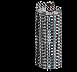 時(shí)尚現(xiàn)代風(fēng)格圓形高層住宅樓3D模型