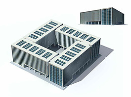 方形商業(yè)中心建筑群3D模型設(shè)計