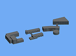 商業(yè)中心建筑群3D模型