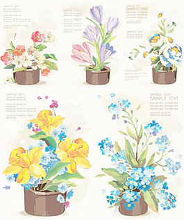 花朵矢量盆