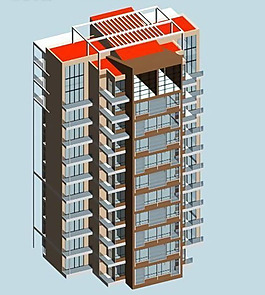 華麗典雅風格高層住宅樓3D模型素材